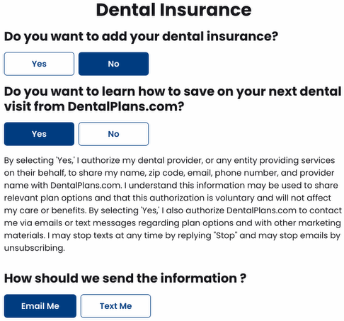 A screenshot of a dental insurance form

AI-generated content may be incorrect.