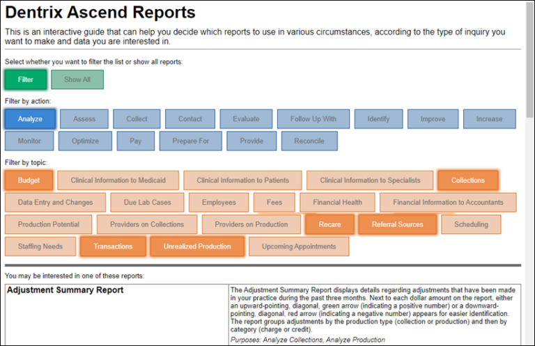Deciding Which Report to Use in Dentrix Ascend (Article)