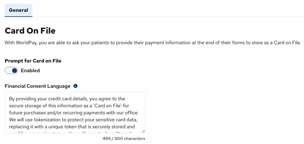 Saving Cards on File Through Patient Forms